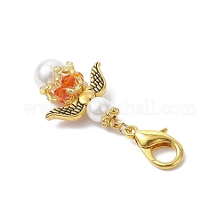 8Pcs Angel Glass Pearl & Glass Pendant Decorations&nbsp;HJEW-MZ00384