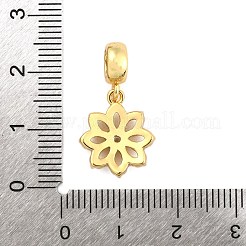 Brass Micro Pave Clear Cubic Zirconia Flower European Dangle Charms&nbsp;KK-Z110-01G