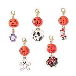 Halloween Synthetic Turquoise Pumpkin Pendant Decorations&nbsp;HJEW-JM04351
