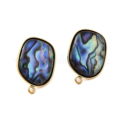 304 Stainless Steel Pave Natural Paua Shell Stud Earring Findings&nbsp;STAS-Z125-07G