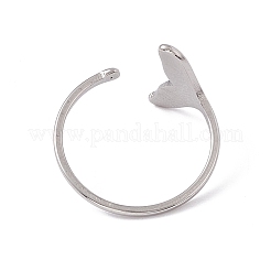 Non-Tarnish 201 Stainless Steel Whale Tail Shape Open Cuff Ring for Women&nbsp;RJEW-C045-09P