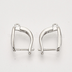 Brass Hoop Earring Findings with Latch Back Closure&nbsp;KK-T048-020P-NF