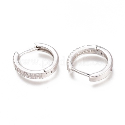 Brass Micro Pave Clear Cubic Zirconia Huggie Hoop Earrings&nbsp;ZIRC-H102-12P