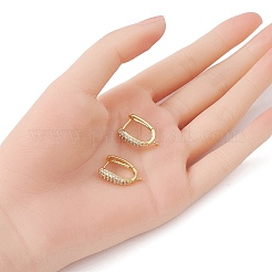 Brass Micro Pave Clear Cubic Zirconia Hoop Earring Findings&nbsp;ZIRC-YW0001-07G