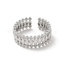 Rack Plating Brass Hollow Rhombus Cuff Rings for Men Women&nbsp;RJEW-C050-13P