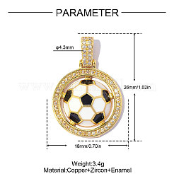 Brass Clear Cubic Zirconia Enamel Pendants&nbsp;KK-OY001-25G