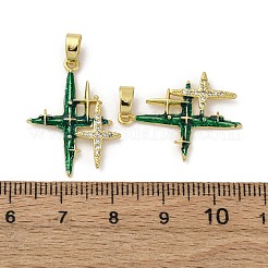 Brass Micro Pave Cubic Zirconia Pendants&nbsp;KK-F903-07G