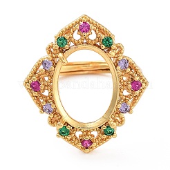 Rack Plating Oval Brass Micro Pave Cubic Zirconia Adjustable Ring Components&nbsp;KK-Q819-17G