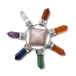Natural Mixed Stone and Natural Rose Quartz Pyramid & 7 Chakra Points Energy Generator&nbsp;DJEW-K011-A02