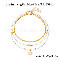 Summer Beach Alloy Starfish Pendant Glass Seed Beaded 3 Layer Necklaces for Women&nbsp;FS-WGF3BD7-01