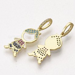 Brass Micro Pave Cubic Zirconia Pendants&nbsp;X-ZIRC-T012-35G