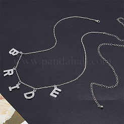 Alloy Crystal Rhinestone Word BRIDE Pendant Iron Waist Belly Chains&nbsp;NJEW-GA00007