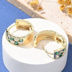 Brass Micro Pave Cubic Zirconia Hoop Earrings&nbsp;LS-EJEW-H152-01B-G
