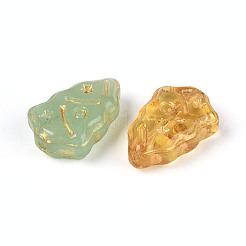 Christmas Baking Paint and Golden Metal Enlaced Glass Beads&nbsp;DGLA-T004-36M