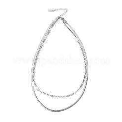 304 Stainless Steel Twisted Chain Flat Snake Chain Double Layer Necklaces&nbsp;NJEW-D350-03P