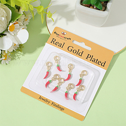 8Pcs Brass Red Enamel Vegetable European Dangle Charms&nbsp;OPDL-BBC0001-03G-01