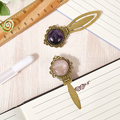 2Pcs 2 Style Natural Rose Quartz & Amethyst Bookmarks&nbsp;OFST-CP0001-08