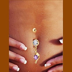 Brass Cubic Zirconia Navel Ring&nbsp;AJEW-EE0004-28D