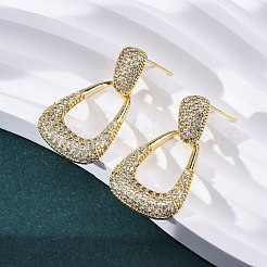 Teardrop Brass Micro Pave Clear Cubic Zirconia Cuff Earrings&nbsp;EJEW-K305-01G