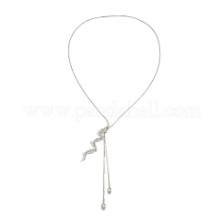 Adjustable Alloy & Iron Snake Y Tassel Lariat Necklaces with Crystal Rhinestone for Women&nbsp;WGA90BD-01