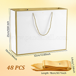48Pcs Rectangle White Paper Gift Storage Handle Bags with Ribbons&nbsp;ABAG-WA0001-26A