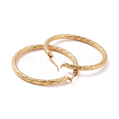 PVD Vacuum Plating 201 Stainless Steel Textured Hoop Earrings with 304 Stainless Steel Pin for Women&nbsp;EJEW-F280-18-G