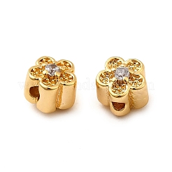 Brass Micro Pave Cubic Zirconia Beads&nbsp;KK-D407-14G
