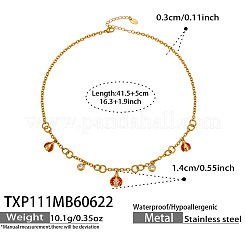 304 Stainless Steel Micro Pave Clear Cubic Zirconia Enamel Red Ladybug Pendant Necklaces for Women&nbsp;WG77B69-04