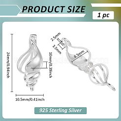1Pc 925 Sterling Silver Conch Shaped Bead Cage Pendants&nbsp;STER-BC0003-95