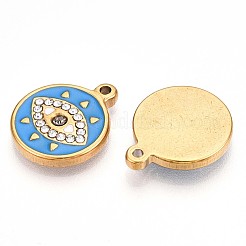 304 Stainless Steel Enamel Rhinestone Pendants&nbsp;STAS-T064-50A