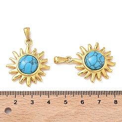 304 Stainless Steel with Synthetic Turquoise Pendants&nbsp;STAS-L309-21E-G