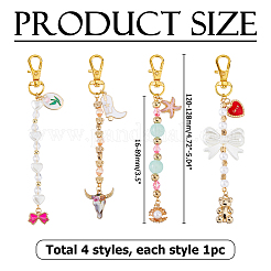 Alloy & Enamel & ABS Plastic Imitation Pearl & Glass Pendant Decorations&nbsp;HJEW-HS00092