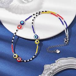 Resin Evil Eye & Glass Seed Beaded Jewelry Set&nbsp;SJEW-MZ00002