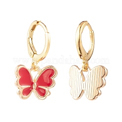 Butterfly Enamel Dangle Huggie Hoop Earrings&nbsp;EJEW-JE04725
