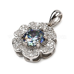 925 Sterling Silver  Moissanite Rhinestone Flower Charms&nbsp;STER-D308-01C-P