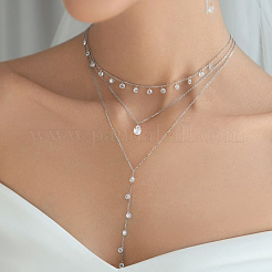 S925 Silver Zircon Water Drop Earrings Necklace Set Elegant Minimalist Jewelry for Daily Wear&nbsp;ZZ8208-2