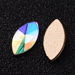 Faceted Horse Eye K9 Glass Rhinestone Cabochons&nbsp;EGLA-O007-15B