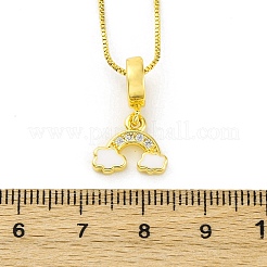 Brass Micro Pave Clear Cubic Zirconia Cloud Rainbow Pendant Necklaces&nbsp;NJEW-C071-02G