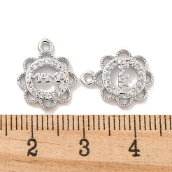 Mother's Day Brass Micro Pave Clear Cubic Zirconia Pendants&nbsp;KK-Z044-13P