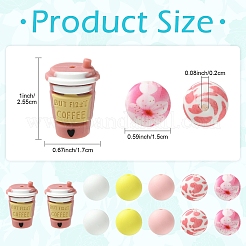 30Pcs 6 Styles Round Silicone Focal Beads&nbsp;SIL-YW0001-99
