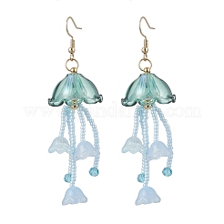 Jellyfish Acrylic & Glass Seed Bead Dangle Earrings&nbsp;EJEW-MZ00665