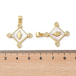 Brass Micro Pave Cubic Zirconia Pendants&nbsp;KK-D057-01G