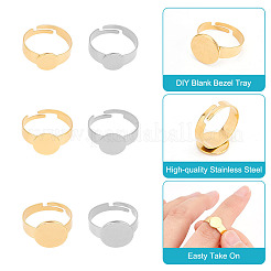 24Pcs 6 Style Adjustable 304 Stainless Steel Finger Rings Components&nbsp;STAS-AR0001-53
