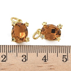 Brass Pave Cubic Zirconia Pendants&nbsp;KK-P325-16G