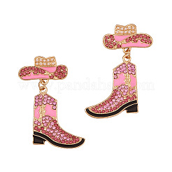 Cowboy Hat with Boot Alloy Enamel Dangle Stud Earrings&nbsp;FS-WG1DB7D-01