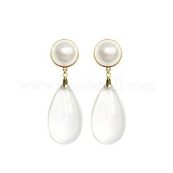 Brass & Imitation Pearl Round Stud Earrings&nbsp;WG00083-01