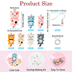 DIY Cat Shaped Resin Dangle Earring Making Kit&nbsp;DIY-TA0009-93