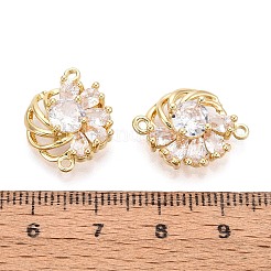 Brass Pave Clear Cubic Zirconia Connector Charms&nbsp;KK-N284-15G