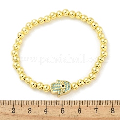 Brass Micro Pave Cubic Zirconia Beads Bracelets for Women&nbsp;BJEW-S158-09G