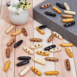 60Pcs 4 Colors 2-Hole Wood Buttons&nbsp;BUTT-GF0004-25A